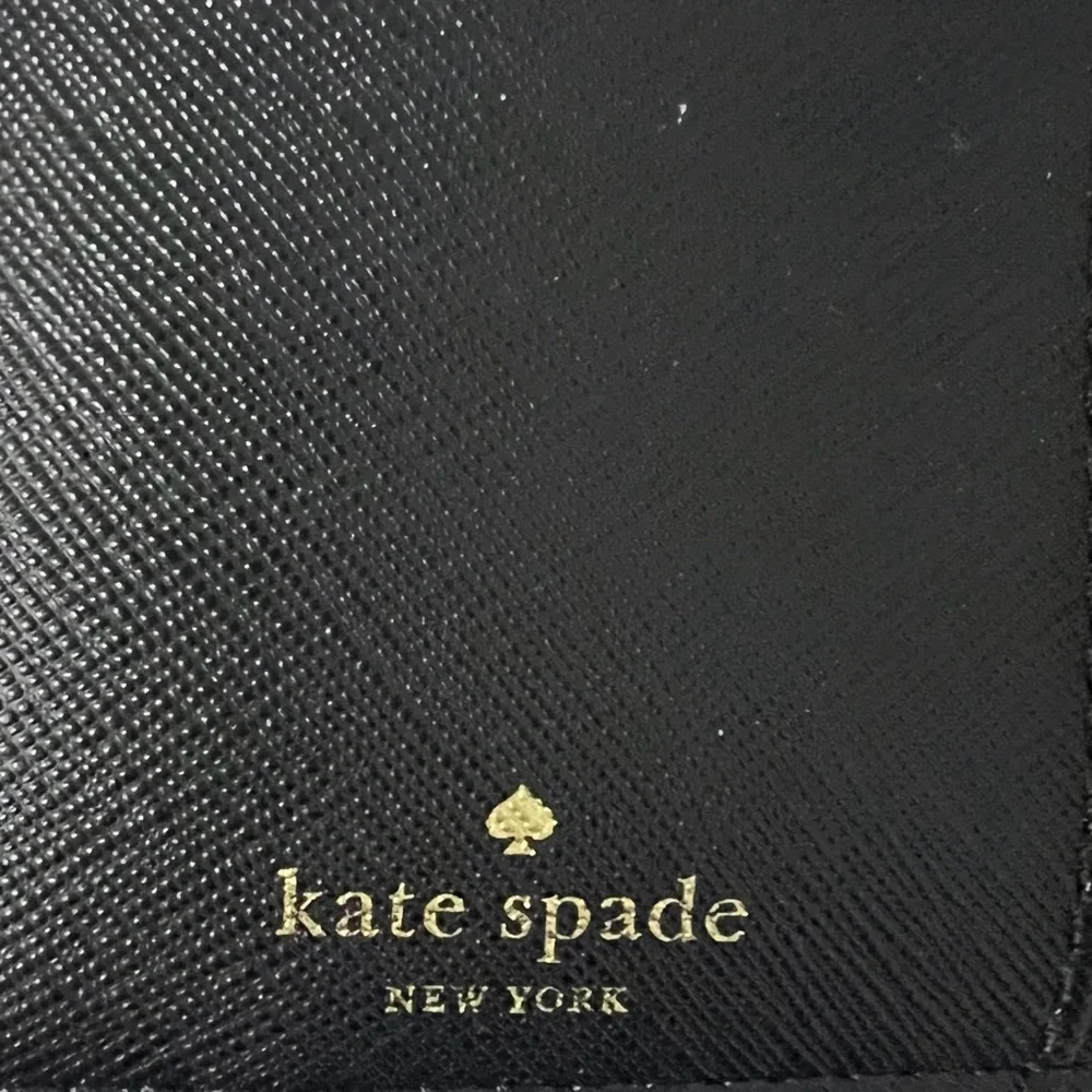 Kate Spade Laurel Way Stacy Wallet Black Jeweled Zip Around Leather